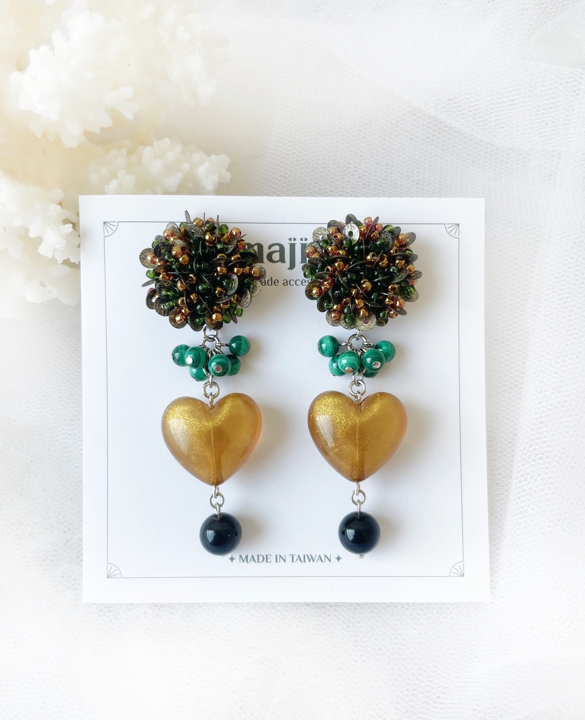 【現貨】2way蓬蓬愛心設計款-耳針款