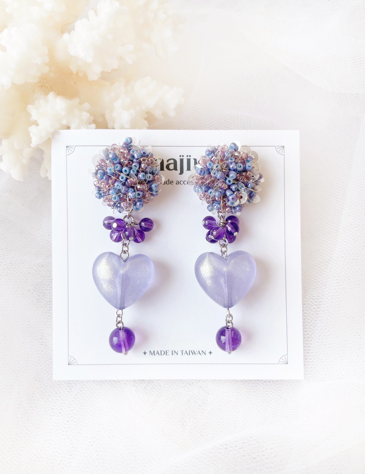 【現貨】2way蓬蓬愛心設計款-耳針款