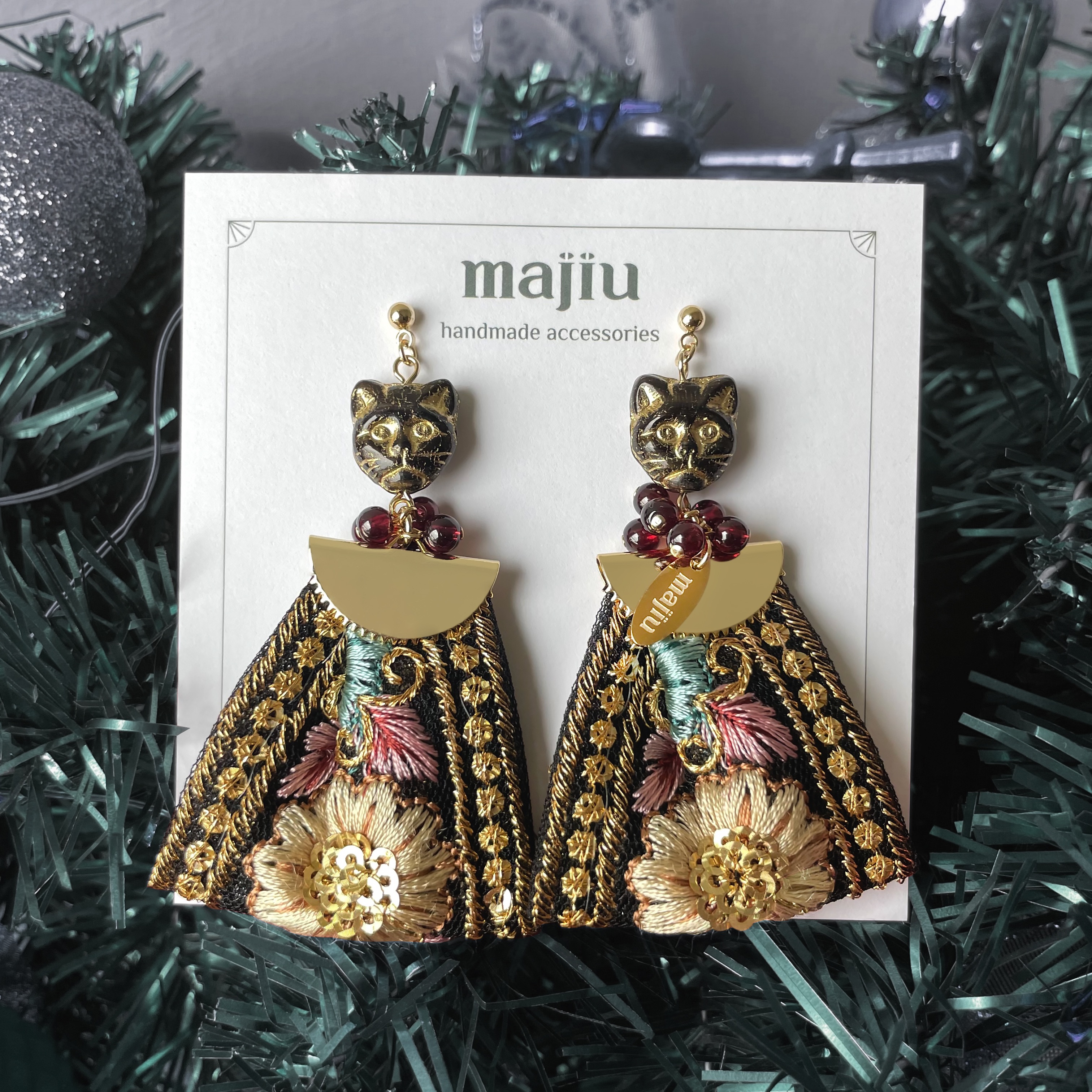 【預購】貓咪織帶設計款-改耳夾或銀針請在備註告知或IG私訊