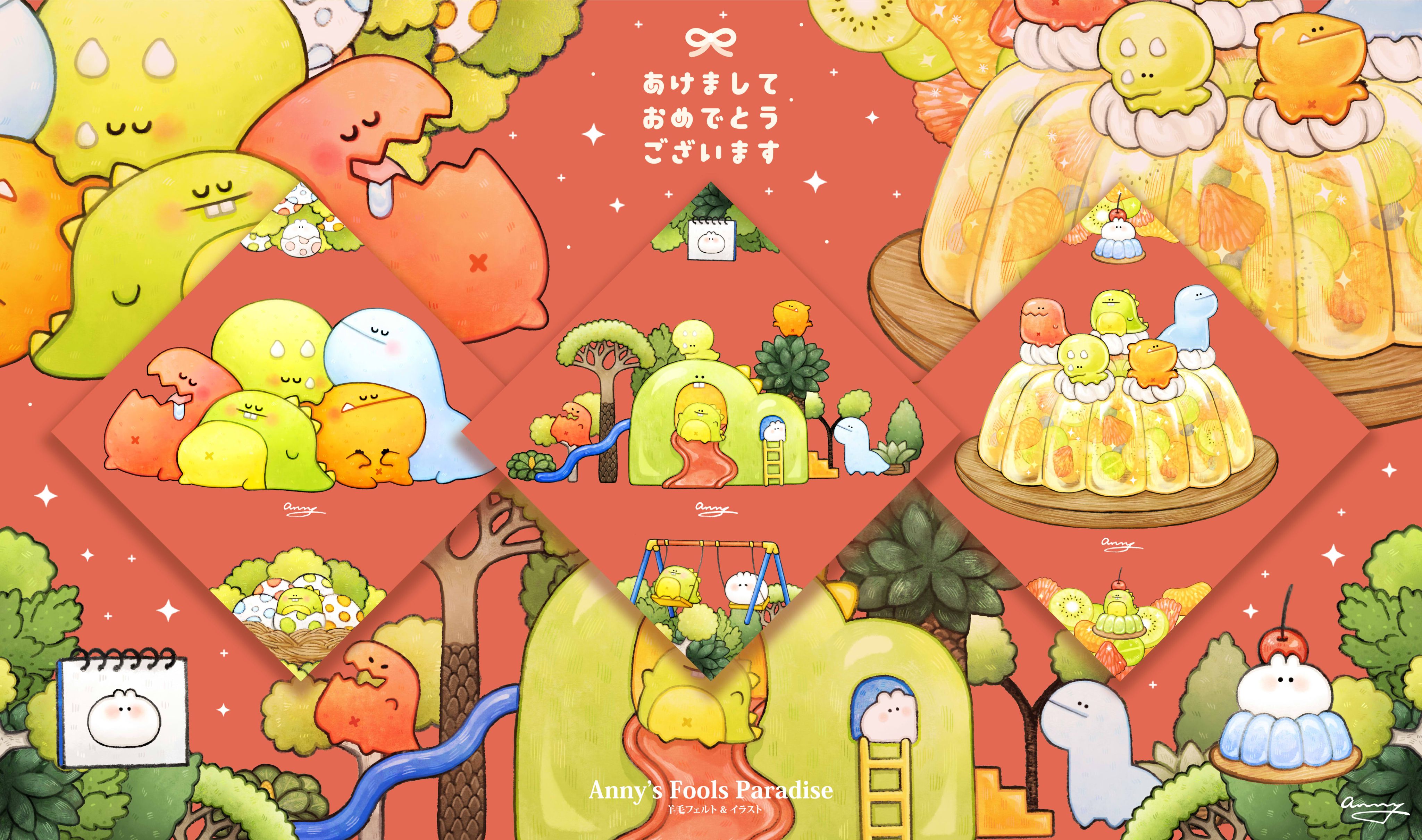 Anny 🦕暴牙小恐龍🛝 ✤ 春聯賀卡斗方  手繪＆電繪插畫