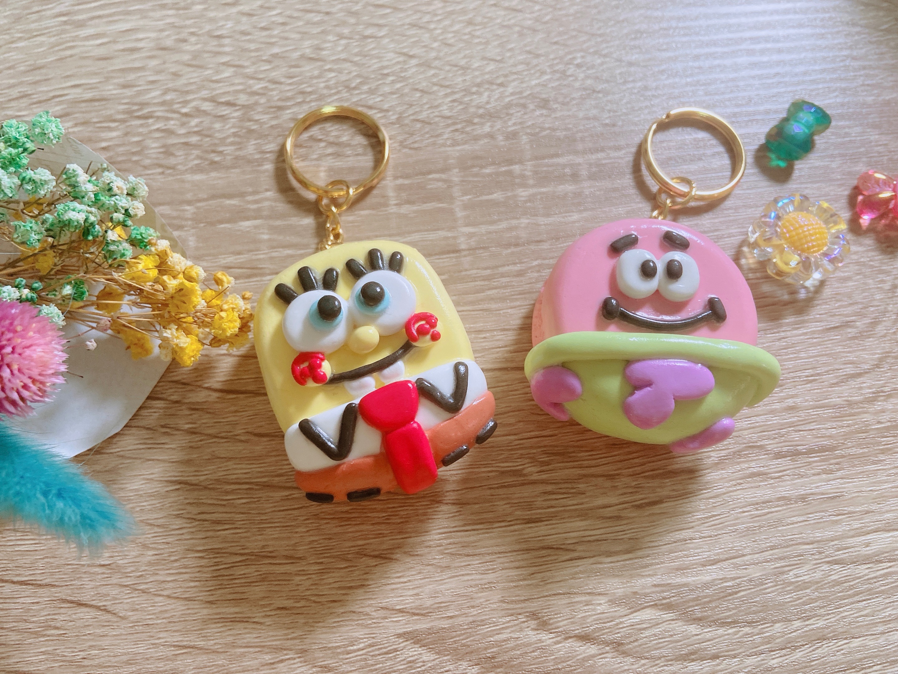 手作黏土海綿寶寶＆派大星馬卡龍🎈（可等待再下單！