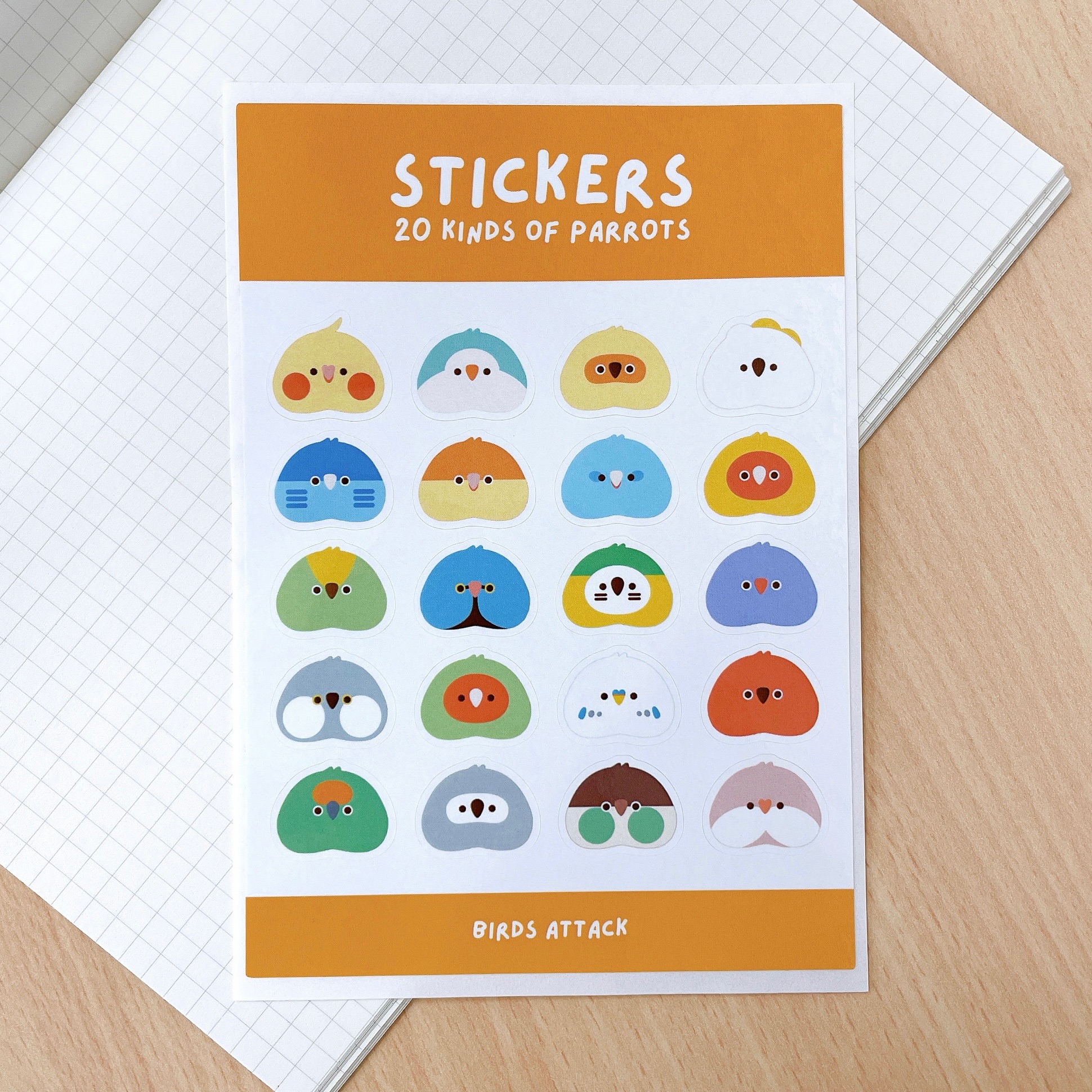 20種鸚鵡圖鑑貼紙