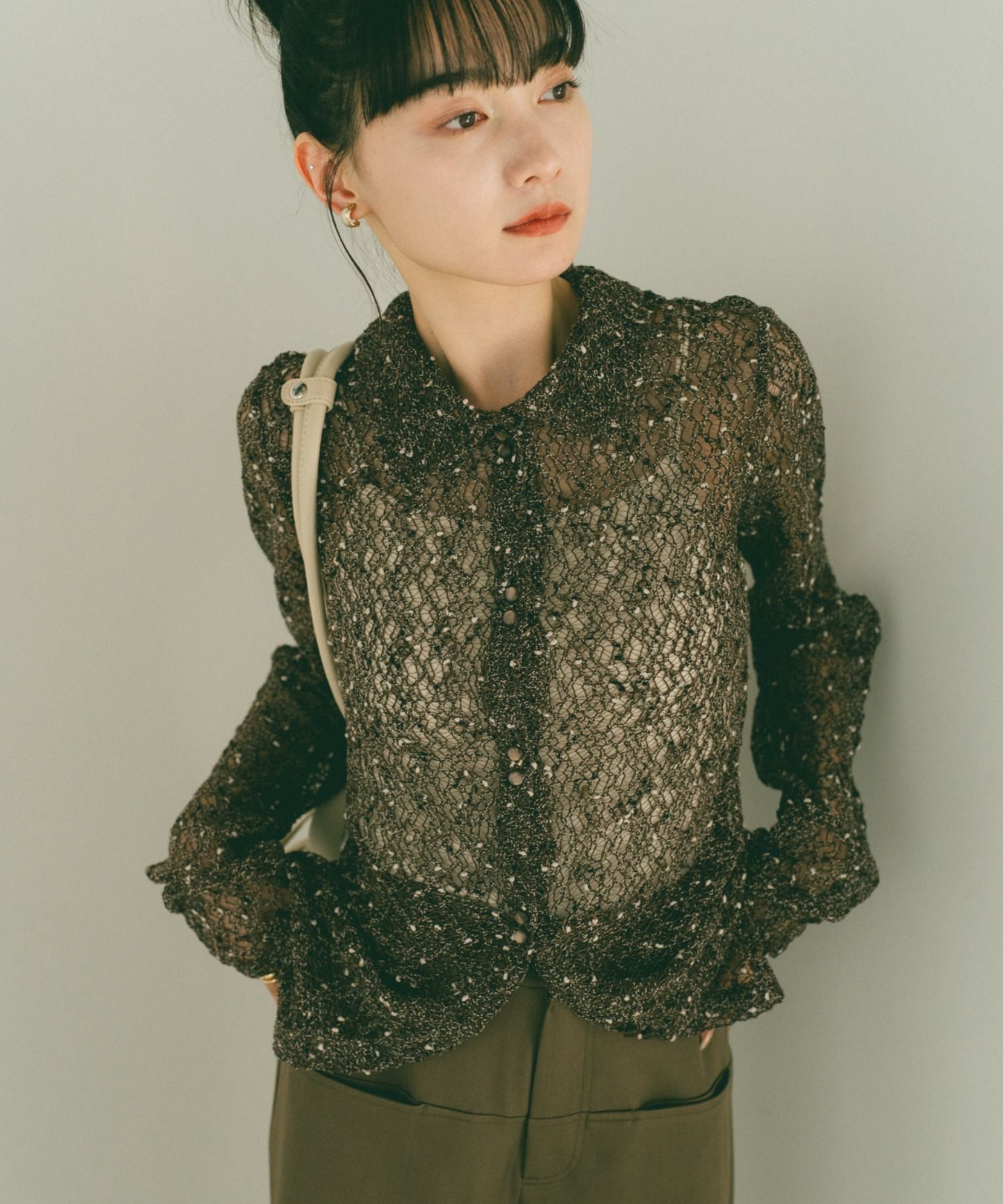 VANNIE U 雙色拉絨透膚襯衫