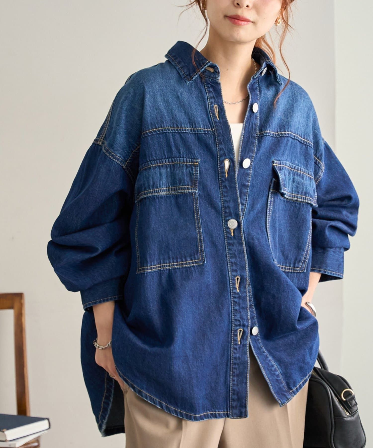 Discoat 落肩寬鬆牛仔襯衫