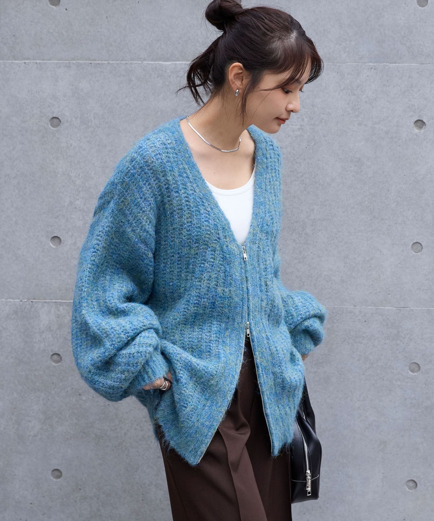 MONO-MART  雙拉鍊V領開衫