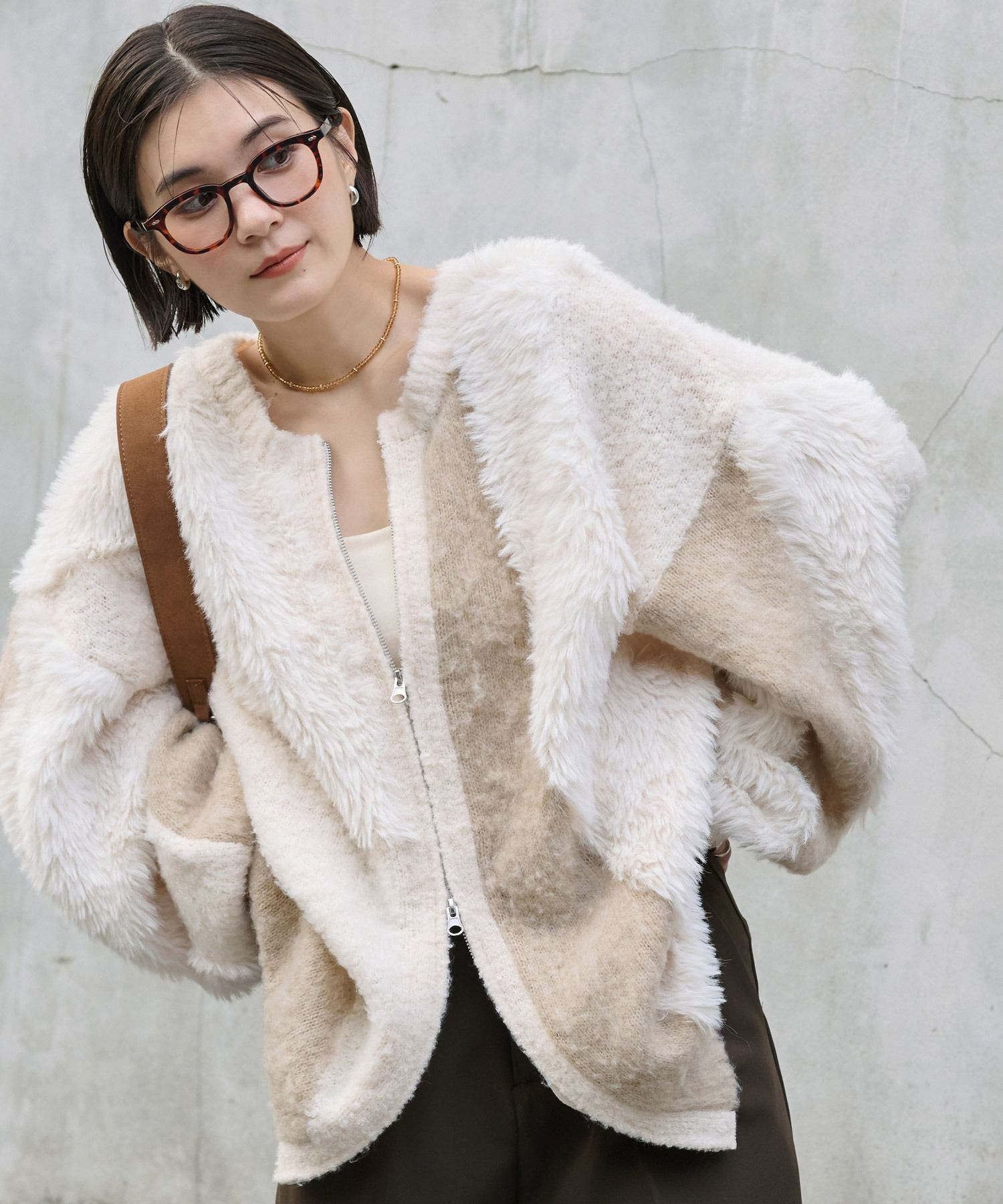 MONO-MART MIX雙拉鍊針織開衫