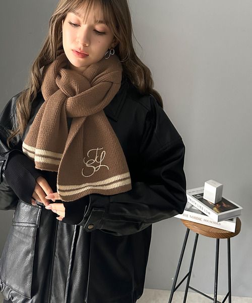classicalelf 優雅的刺繡logo針織圍巾