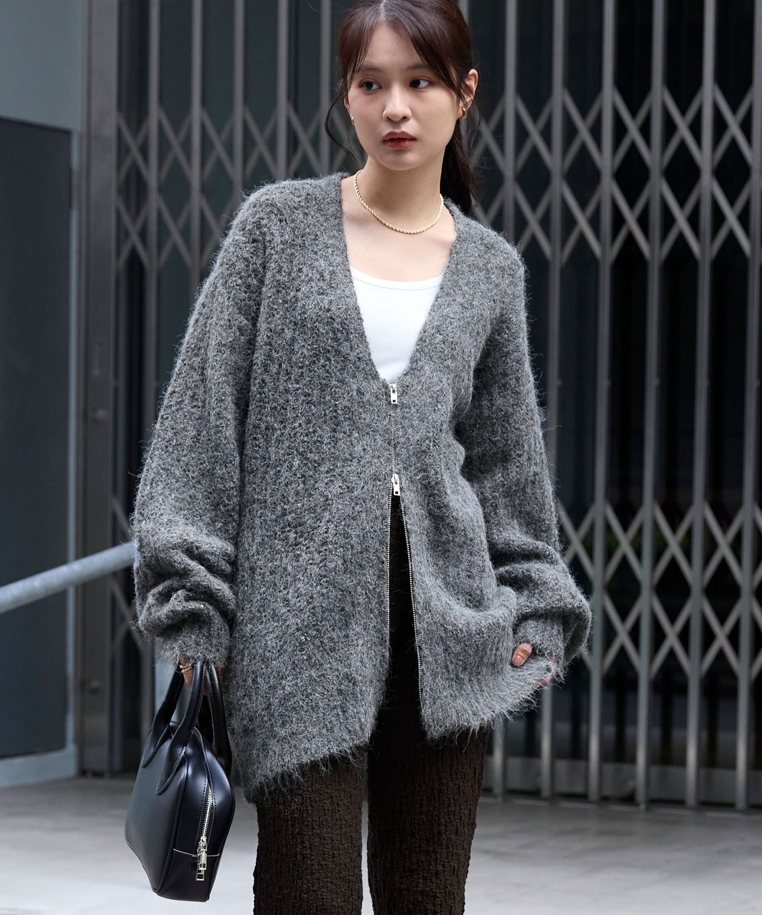 MONO-MART  雙拉鍊V領開衫