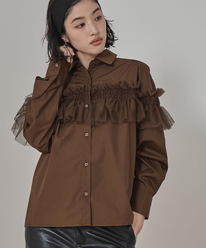 miette  薄紗荷葉邊襯衫