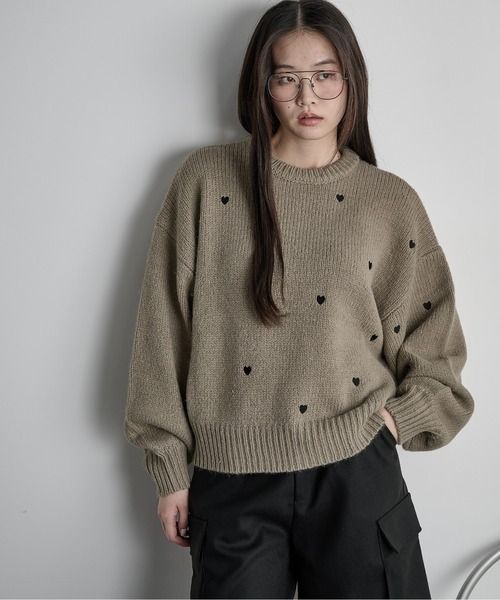 THE YOn 心形刺繡針織套頭衫