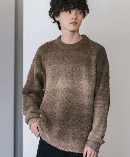 Rocky Monroe 混紡圈紗漸層條紋圓領針織毛衣