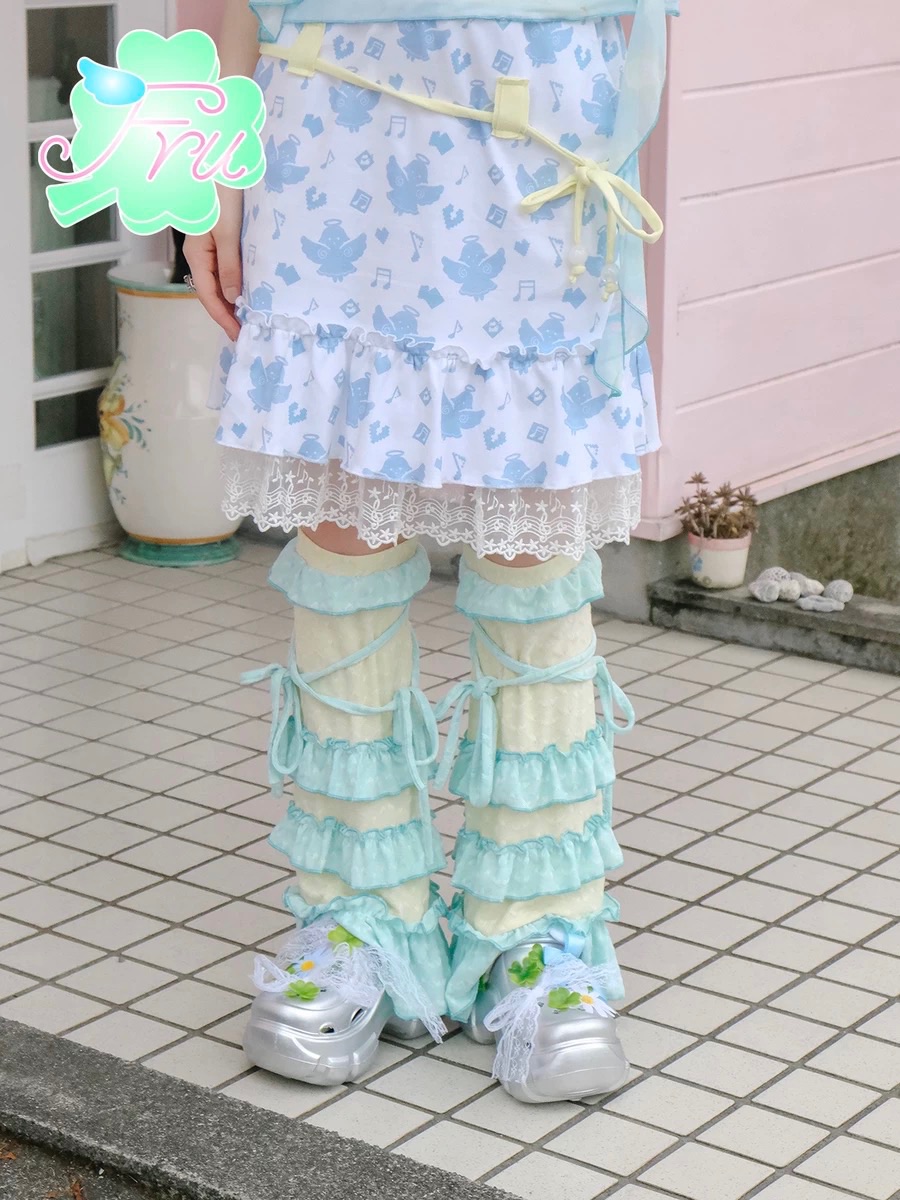 candy angle 綠色花邊可愛少女襪套
