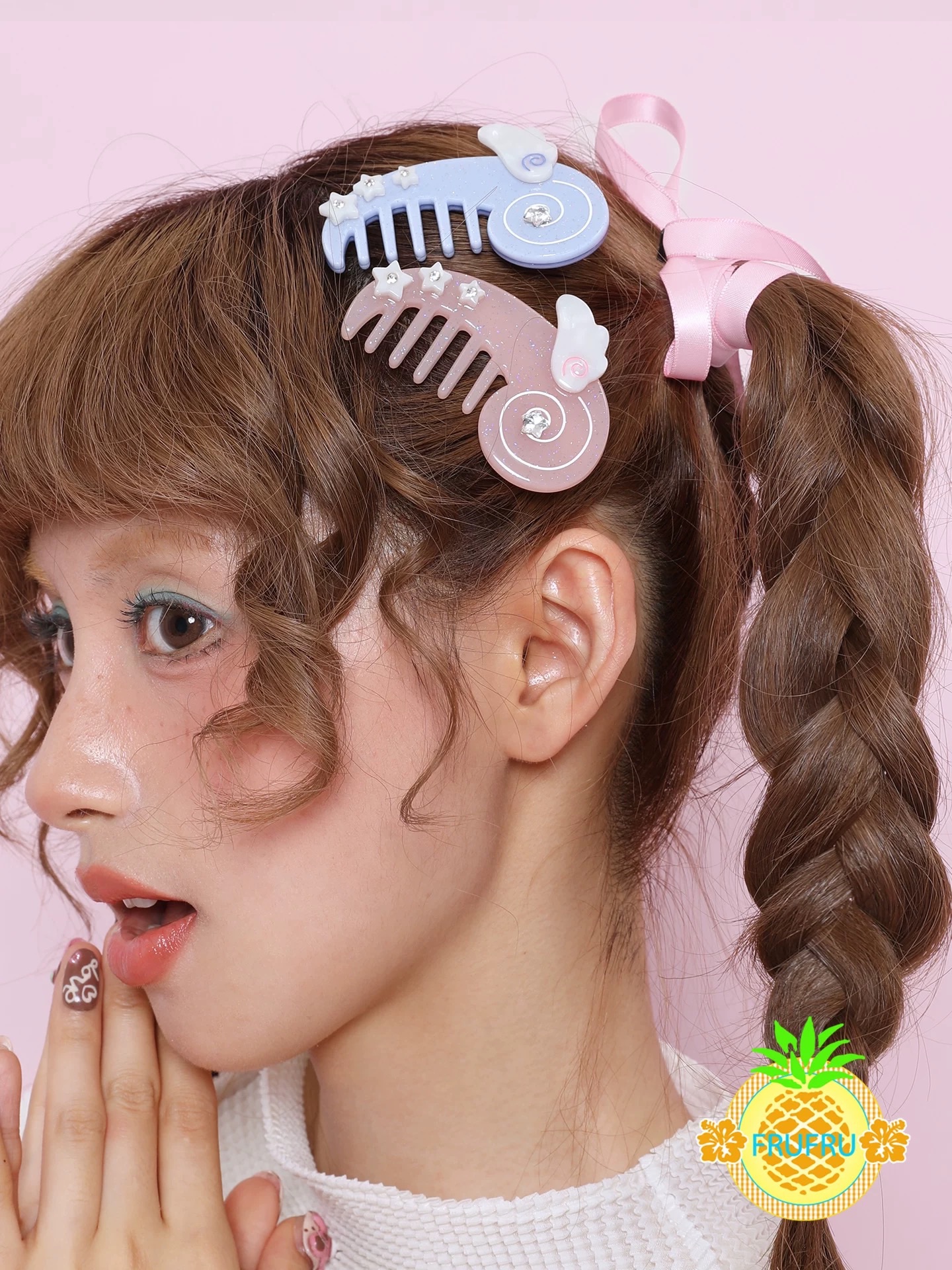 🍀 粉藍色梳子發夾
