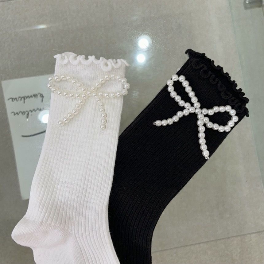 +82 Lab 韓國 🇰🇷 立體珍珠 蝴蝶結 長襪