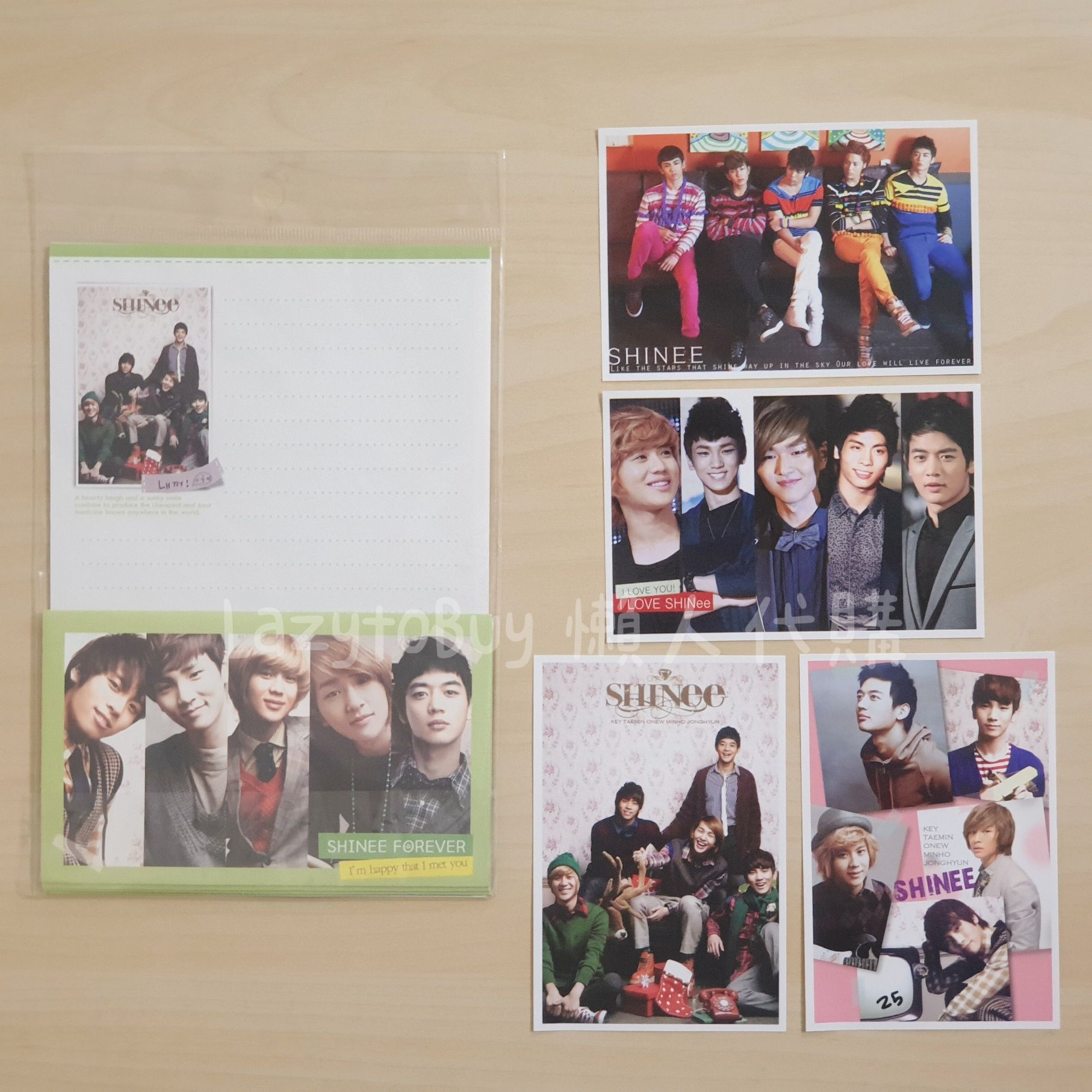 【全新】SHINee非官方周邊 信封 信紙 明信片 套組（不拆售）