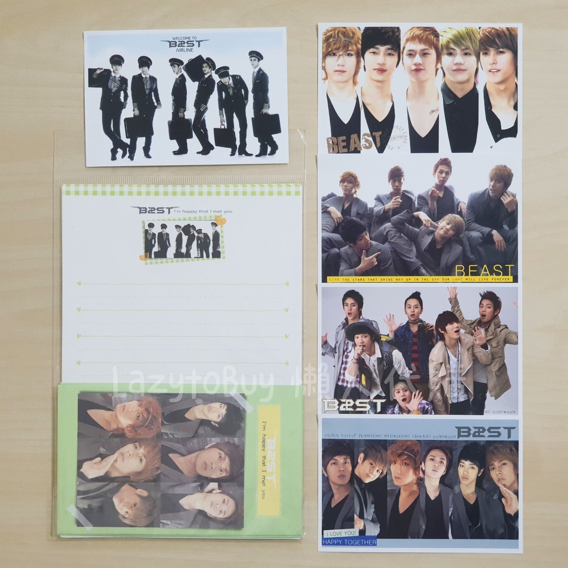 【全新】BEAST非官方周邊 信封 信紙 明信片 套組（不拆售）
