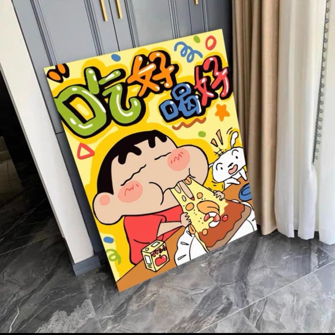 DIY數字油畫🎨蠟筆小新 帶框 打發時間