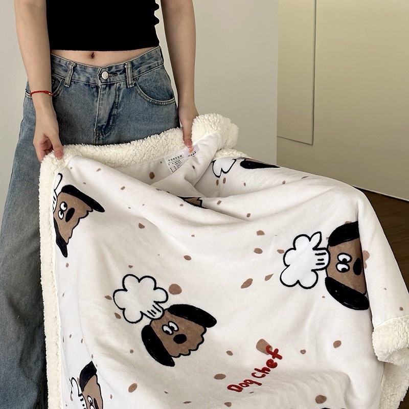 廚師掌門狗羊羔絨 可愛小狗棉被 加厚