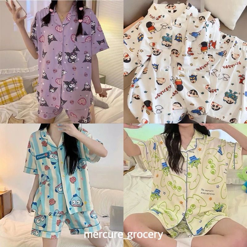 蠟筆小新短 袖睡衣 短袖+短褲 庫洛米 三眼怪 漢頓 草莓熊  睡衣