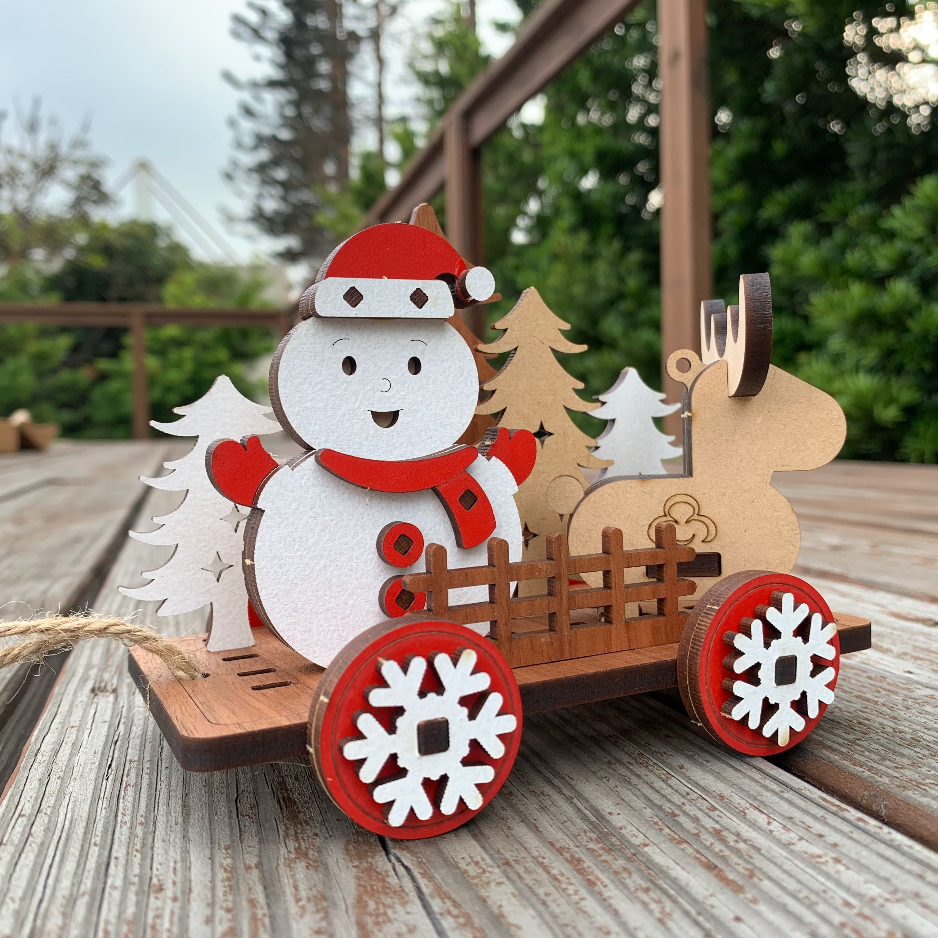 【聖誕禮物】雪人麋鹿雪橇組 聖誕禮盒 DIY 手做 材料包 交換禮物