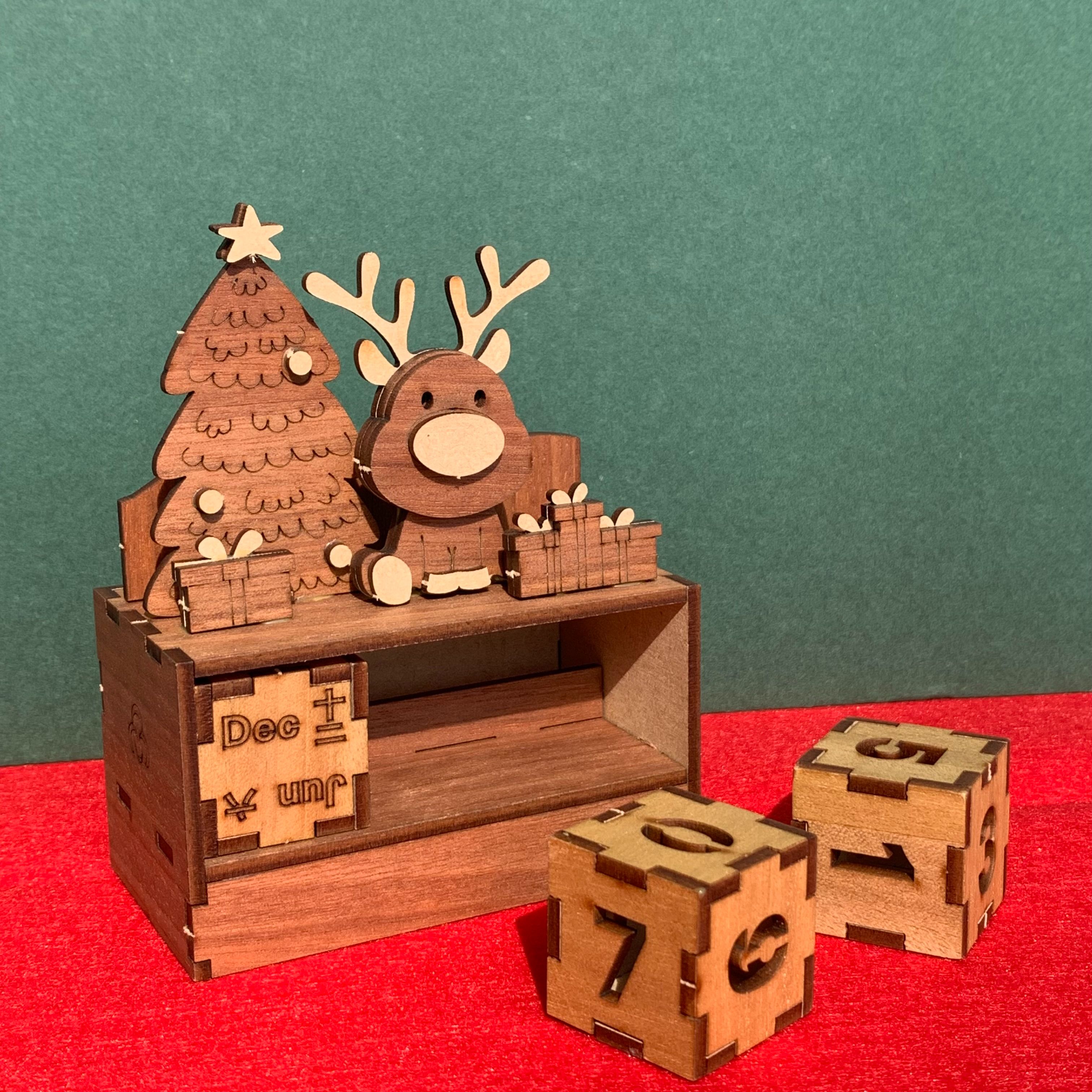 聖誕禮物【手作DIY】麋鹿造型 萬年曆 日曆 可動 骰子
