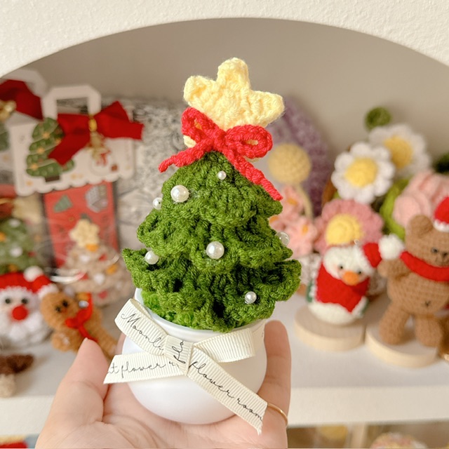 珍珠冰淇淋聖誕樹盆栽（高約13公分 購買送提袋卡片）