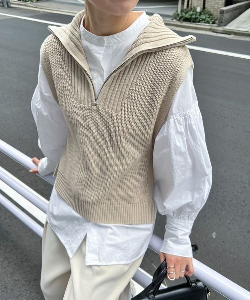 🇯🇵 空運款 半開拉鍊時髦高領背心 編號JP10