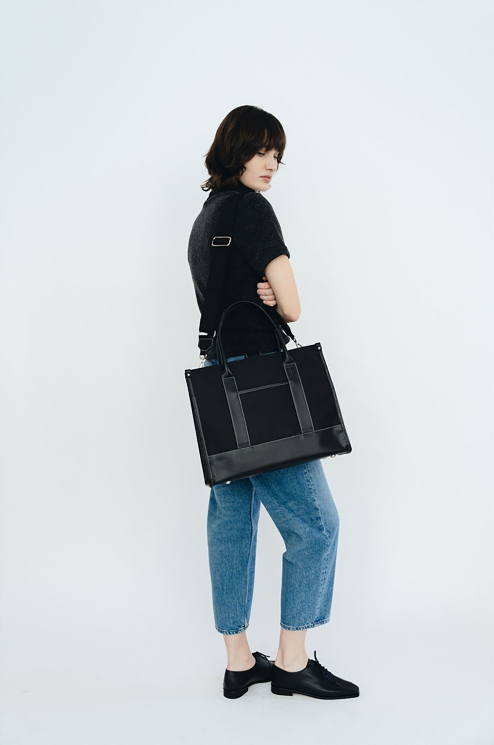 現貨 EEPY 帆布拼接大容量 手提＆肩背托特包