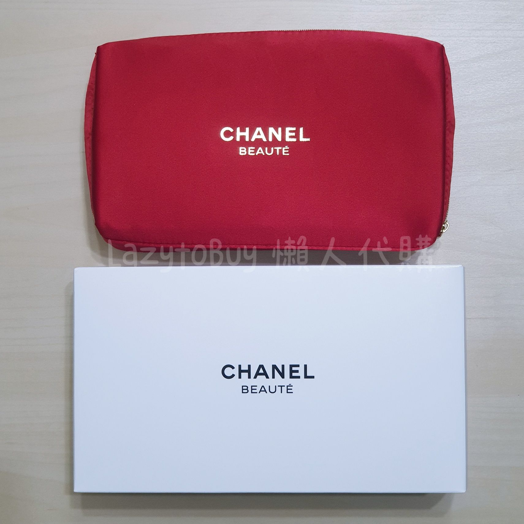 【全新】CHANEL 香奈兒精緻紅色化妝包 手拿包 絲綢化妝包 旅行收納包（已絕版）