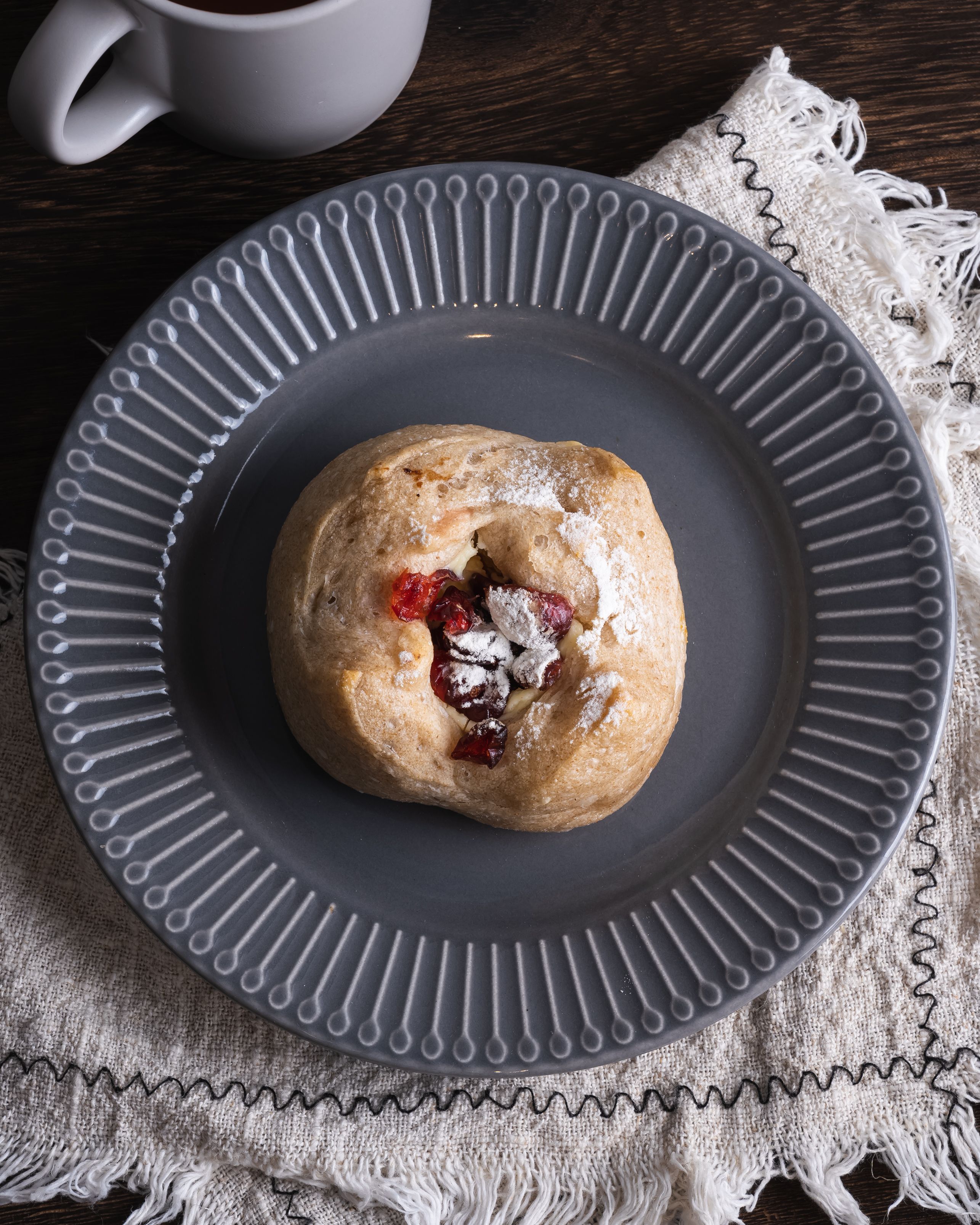 無油無糖減醣酸種全麥蔓越莓乳酪麵包（一顆都只有約160卡） （奶素）