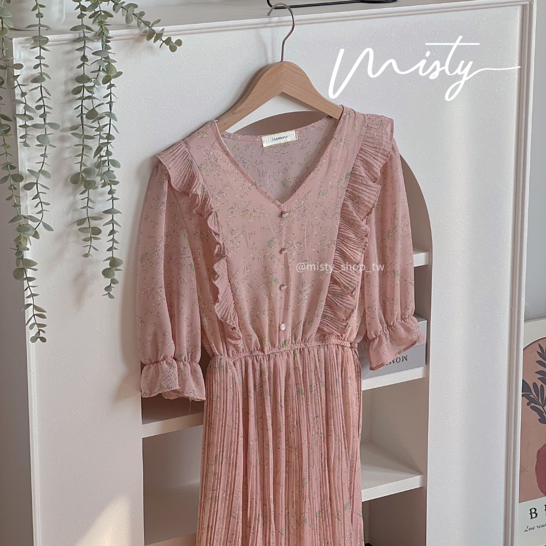 春天限定-三色會選擇障礙的碎花百褶長裙