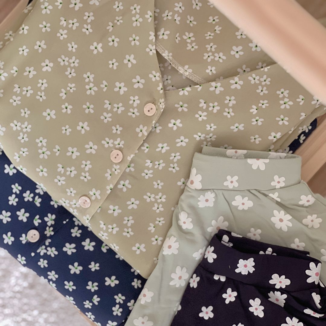 不同花布但想要一起搭的配偽母女裝花花洋裝