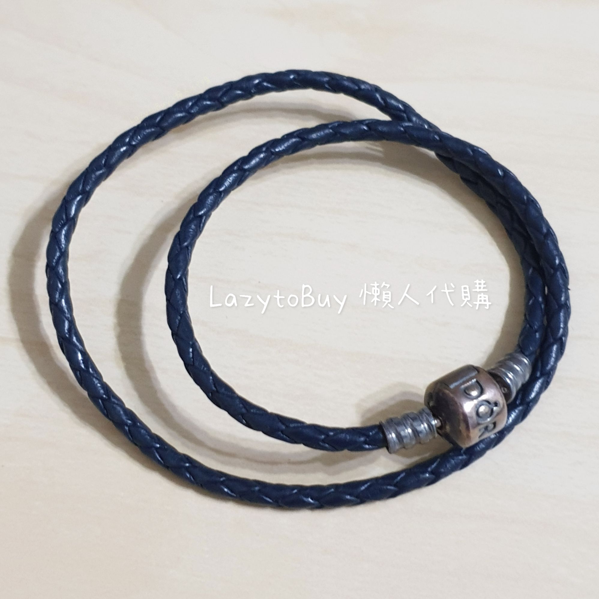 【幾乎全新】PANDORA潘朵拉 925銀 雙圈皮革手鍊 官方正品