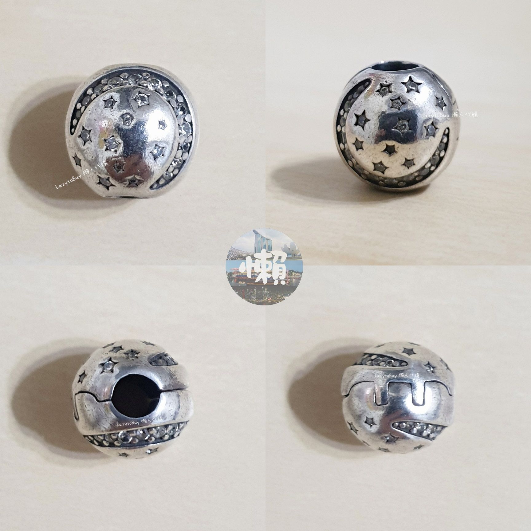 【二手】PANDORA潘朵拉 925銀 閃爍星月 固定釦 串珠 串飾 官方正品