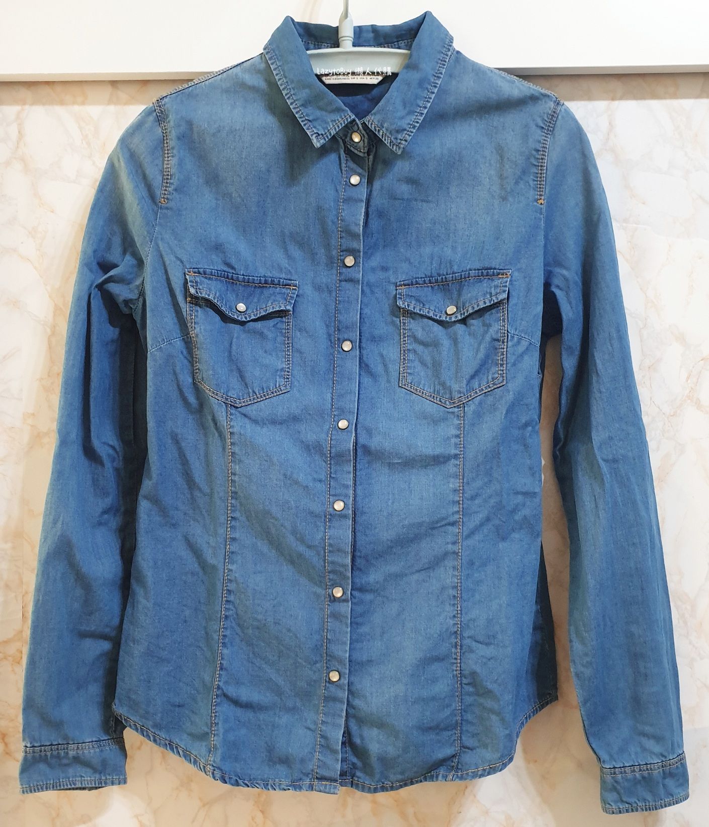 【二手】Bershka 襯衫 貼身款 藍色長袖襯衫 長袖（已絕版）