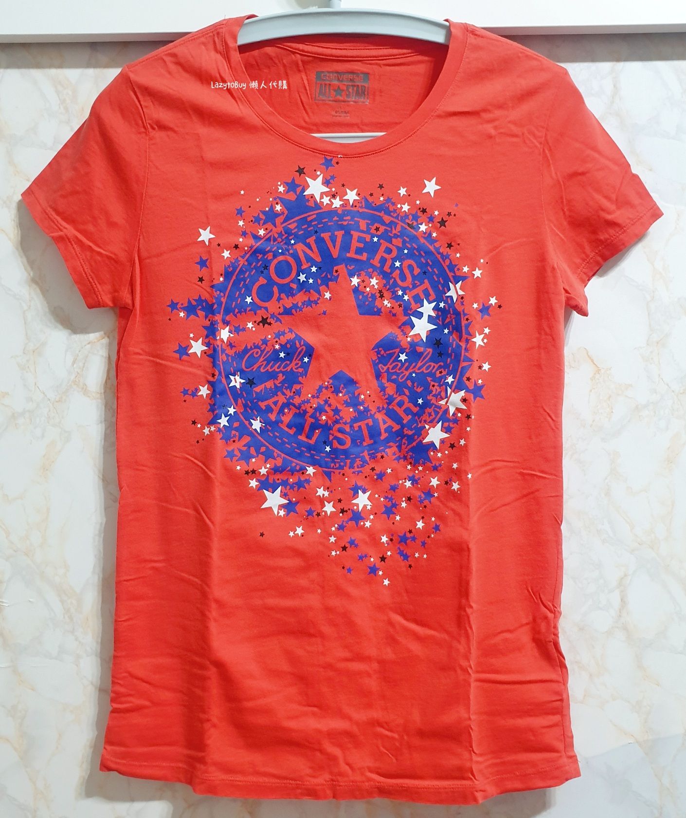 【二手近全新】Converse 印花 橘紅色短袖上衣 短T 短袖 T恤 官方正品（已絕版）