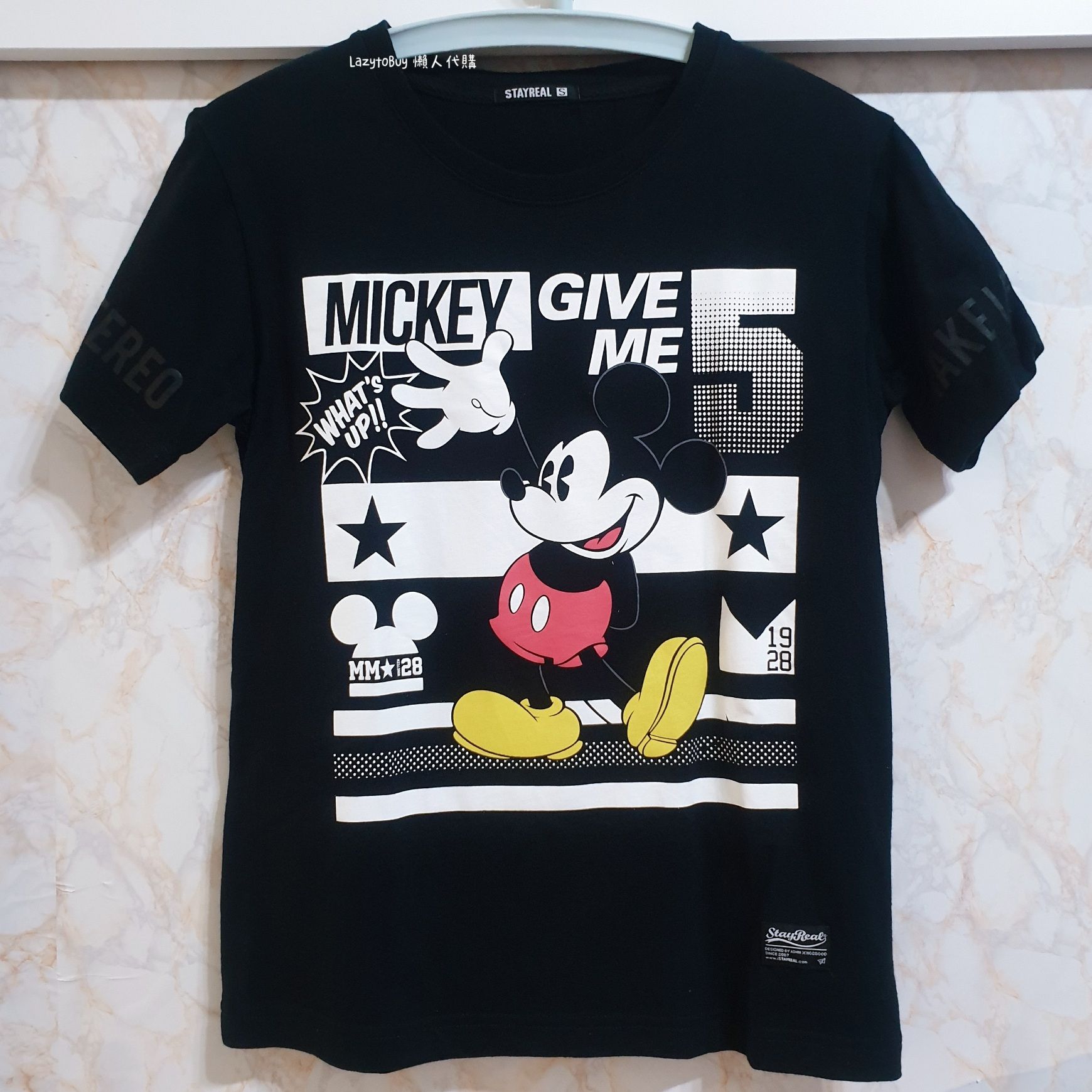 【二手近全新】STAYREAL x Disney 迪士尼 Hi 5米奇 擊掌米奇 短T 卡通 短袖 T恤 官方正品