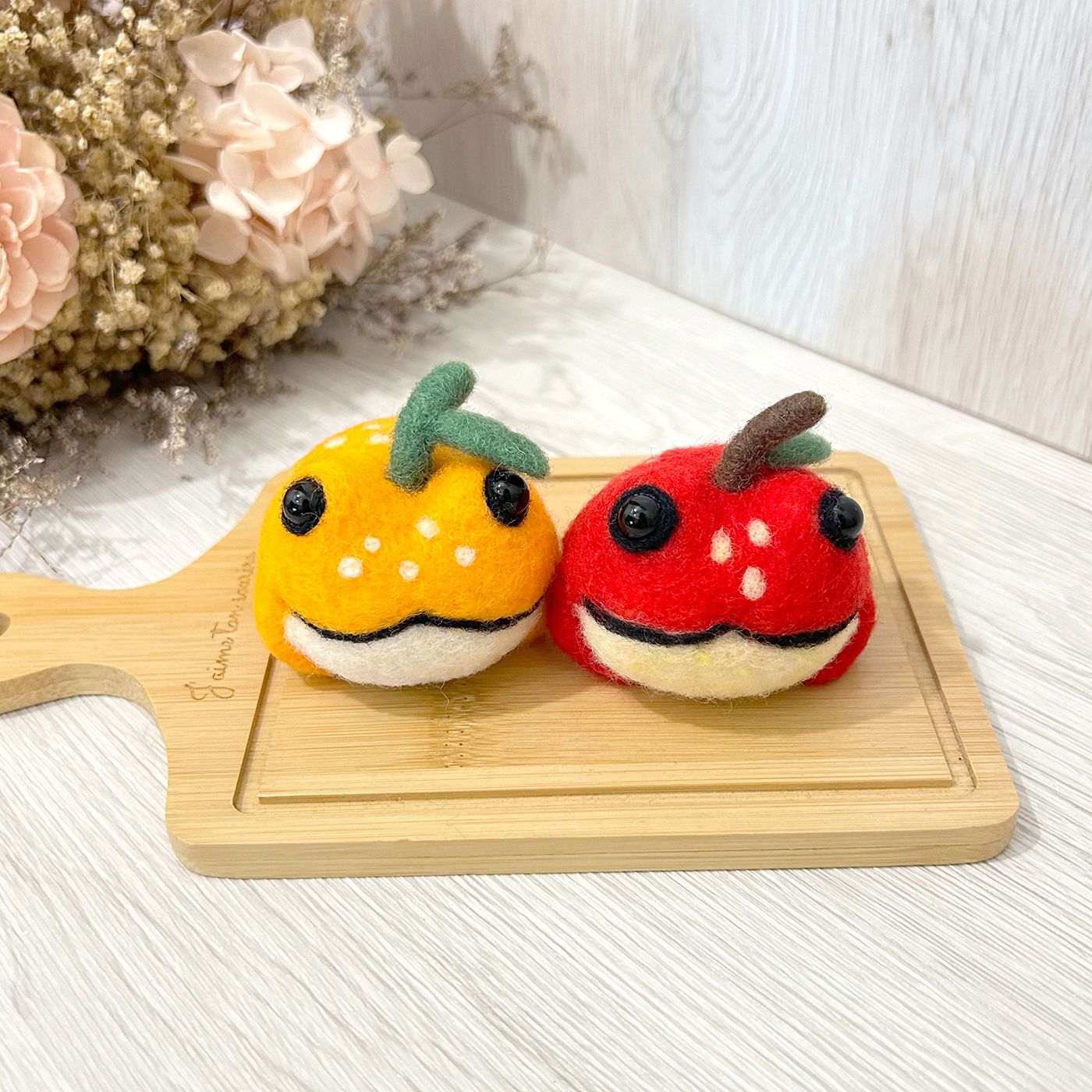 夏日水果蛙 羊毛氈娃娃 療癒 送禮 蘋果 橘子