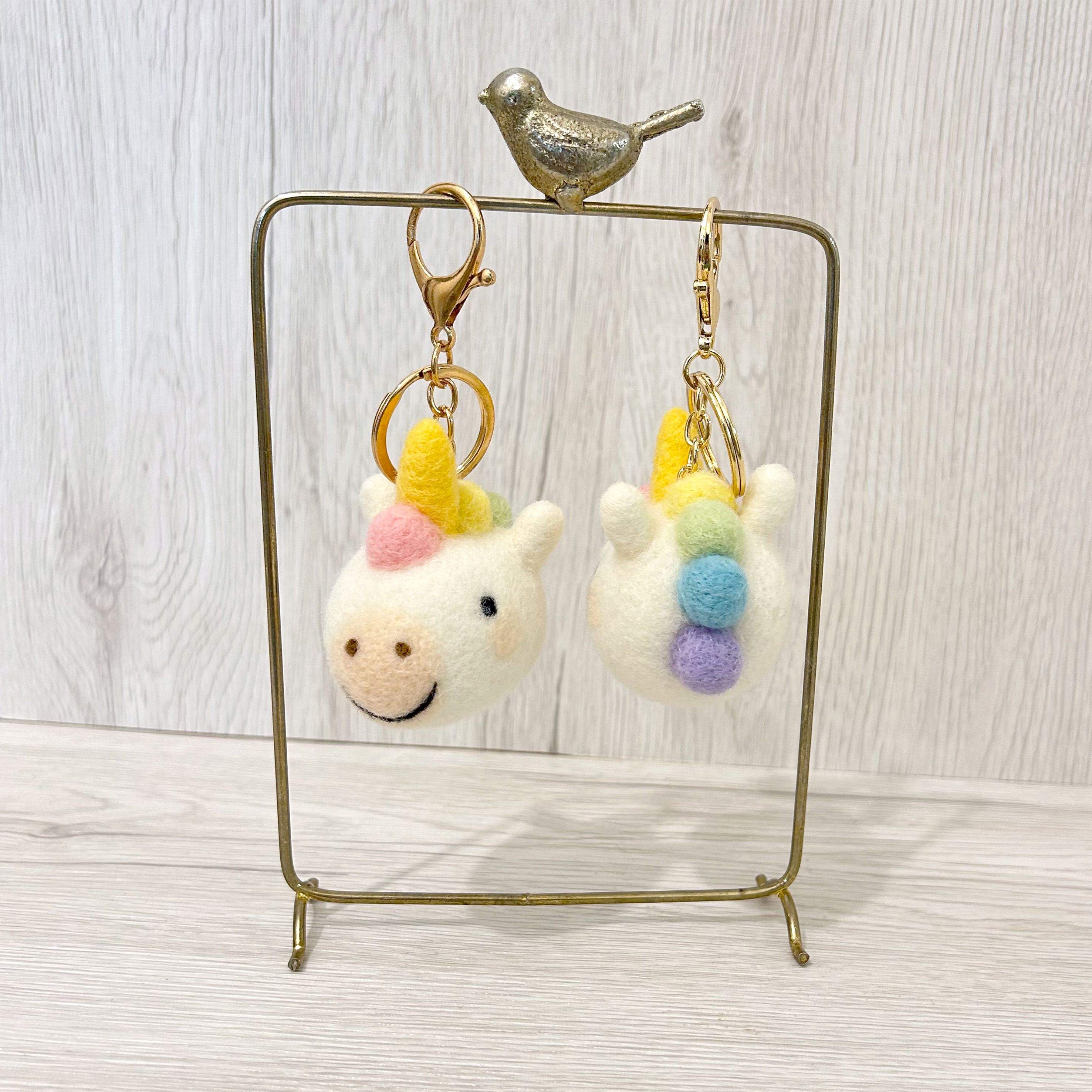 彩虹獨角獸 羊毛氈鑰匙圈 療癒送禮