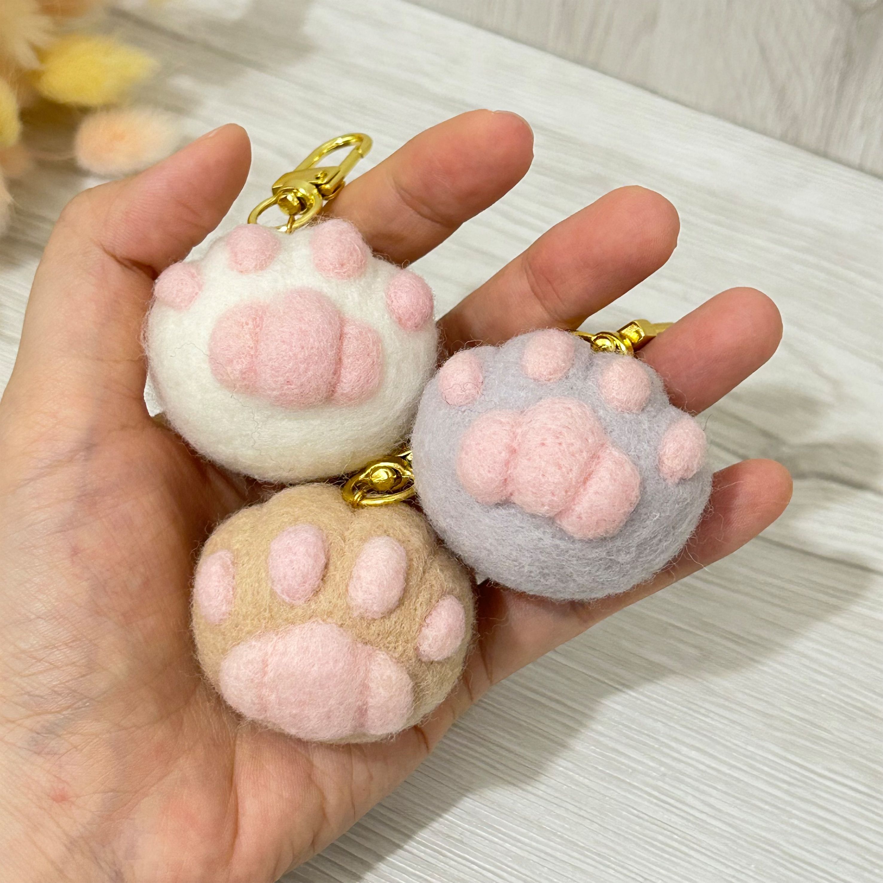 山竹貓掌 多色 羊毛氈鑰匙圈 別針 髮飾 療癒 送禮