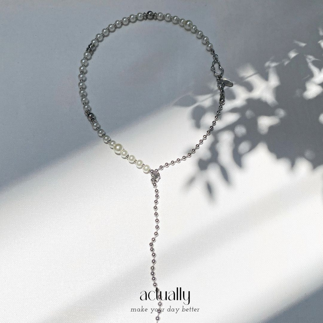 Actually Select | No.149 蒓 | Y2K ins 貝殼珍珠 多種戴法 鈦鋼 項鍊