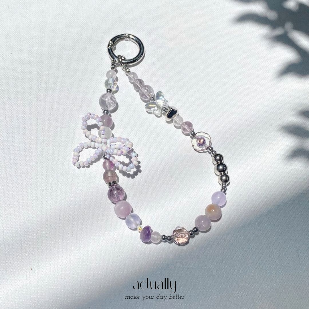 Actually Select | P.020 紫藤花 | 水晶手機鍊 串珠手機鍊 手機吊飾 手機鍊 相機掛繩