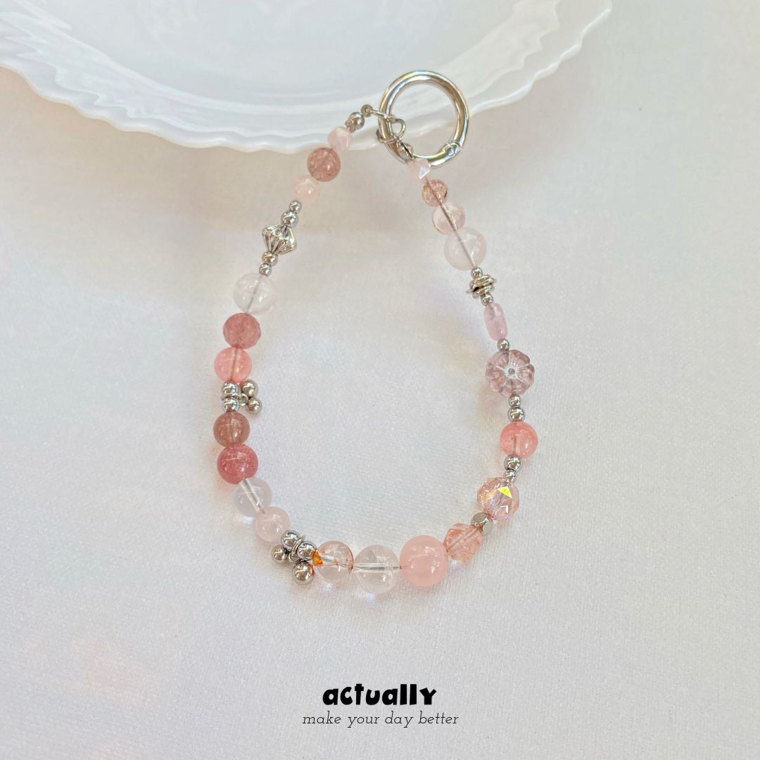 Actually Select | P.023 水波漾紅 | 水晶手機鍊 串珠手機鍊 手機吊飾 手機鍊