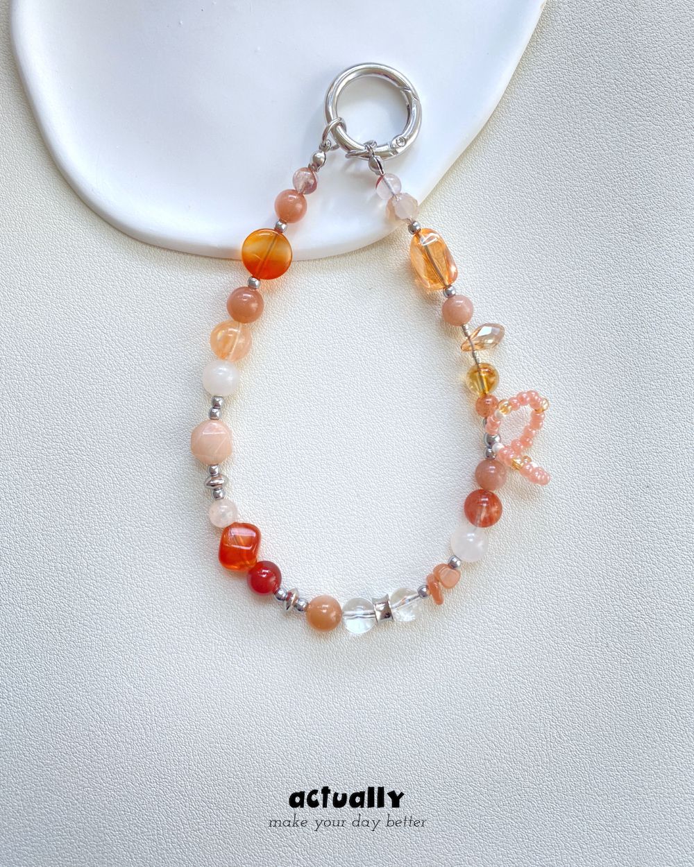 Actually Select | P.024 橙汐 | 水晶手機鍊 串珠手機鍊 手機吊飾 手機鍊