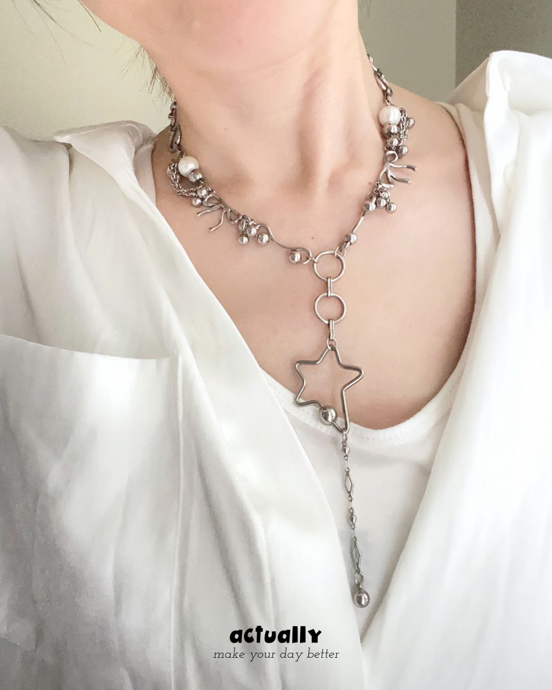 Actually Select | No.178 夢迴時光 | Y2K ins 手作 鈦鋼 串珠項鍊 短項鍊  項鍊
