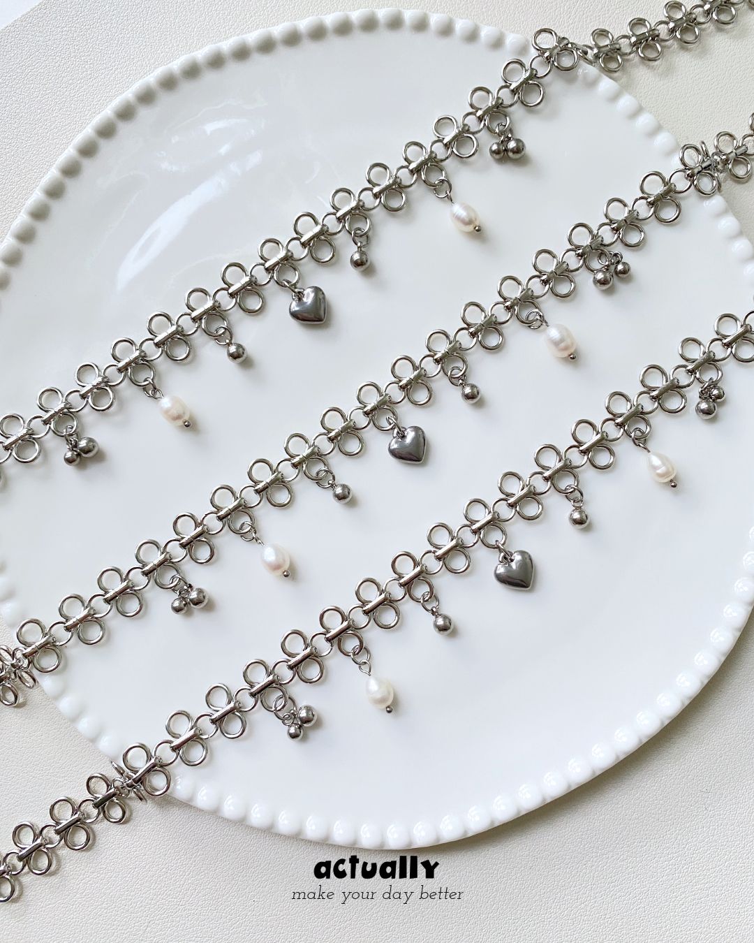 Actually Select | No.181 幸運草 頸鏈 | Y2K ins 隨性感 鈦鋼鍊條 項鍊 手鍊