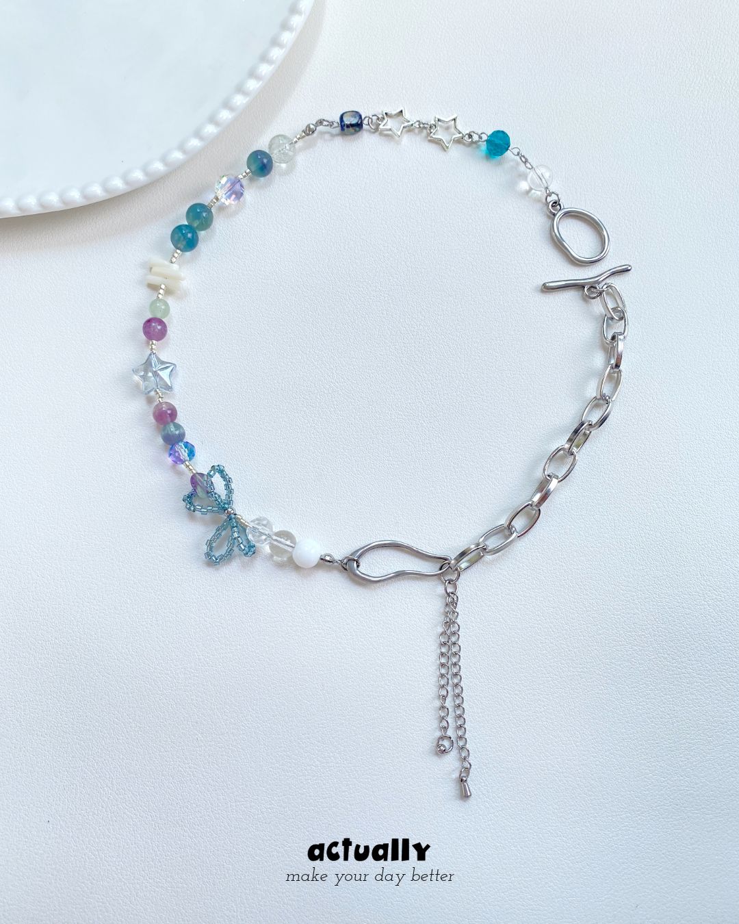 Actually Select | No.097 螢火蟲之森 | Y2K ins風 串珠項鍊 鎖骨鍊 短項鍊