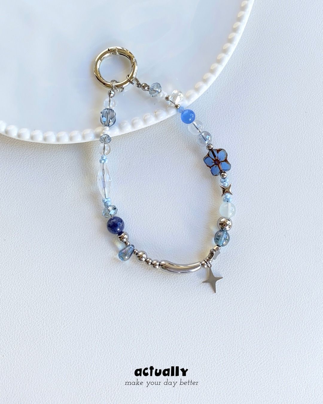 Actually Select | P.028 藍霧星澈 | 霾霧籃 手機鍊 手機掛繩 手機吊飾 相機掛繩 卡套 鑰匙圈