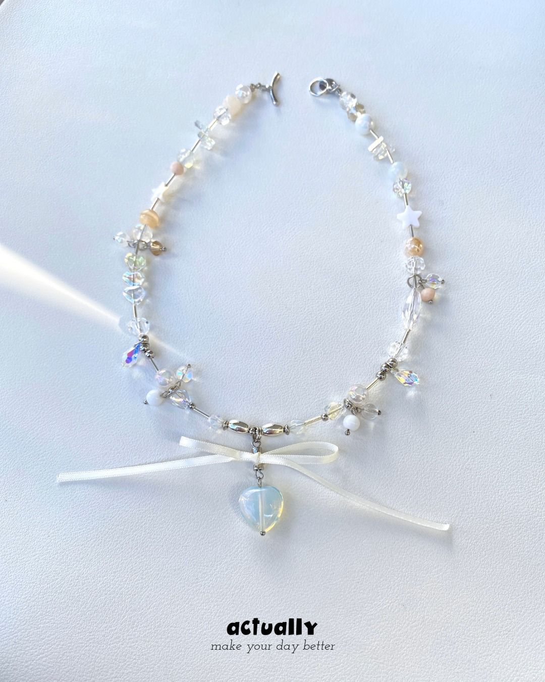 Actually Select | No.134 戀戀情深 | Y2K ins 愛心 串珠項鍊 短項鍊 頸鏈 項鍊