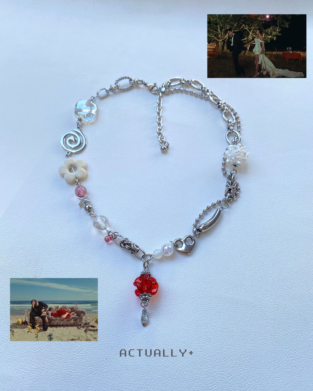 Actually 其實飾｜No.199 優雅告別｜手作 Y2K 韓系 復古 鈦鋼鍊 項鍊 禮物